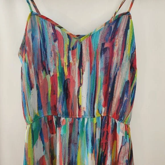 Jack, Size 4, Watercolor adjustable spaghetti strap, elastic waist maxi dress - Picture 2 of 9